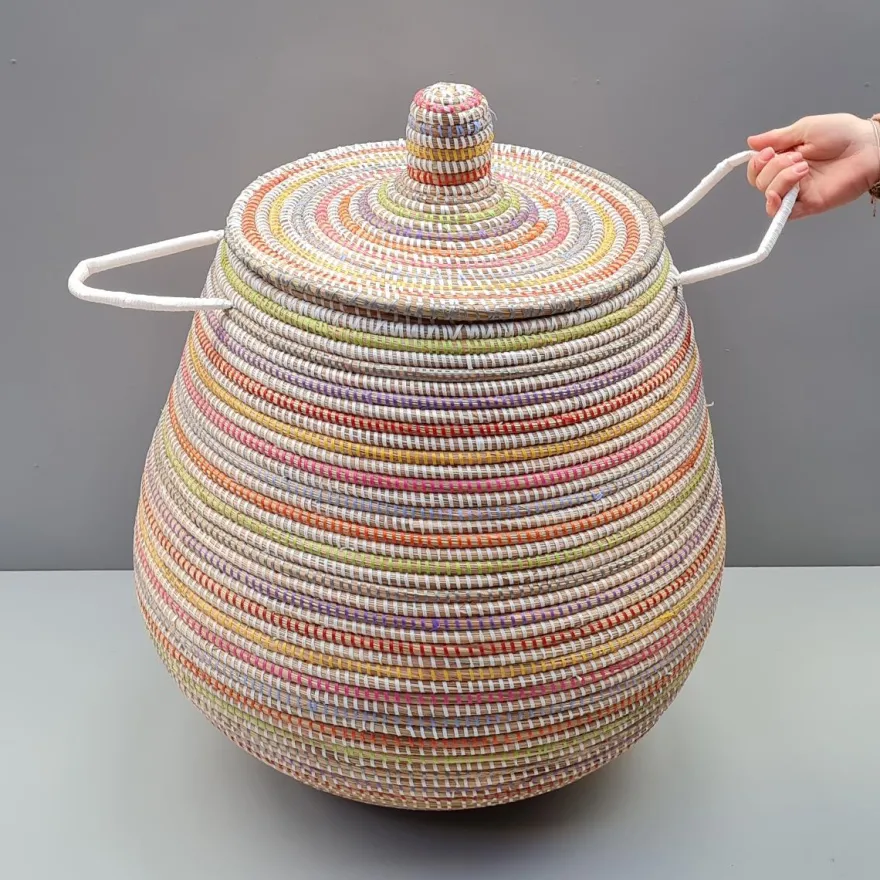 Alibaba vasketøjskurv - Megastor, MULTICOLOR striber