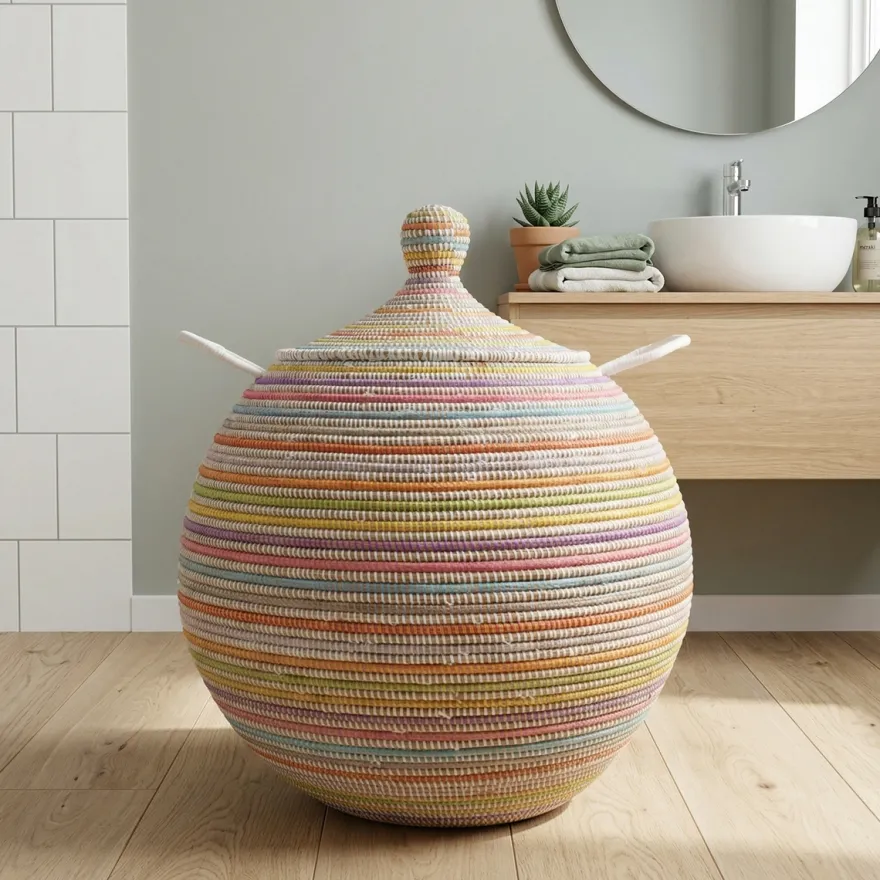 Alibaba vasketøjskurv - Megastor, MULTICOLOR striber