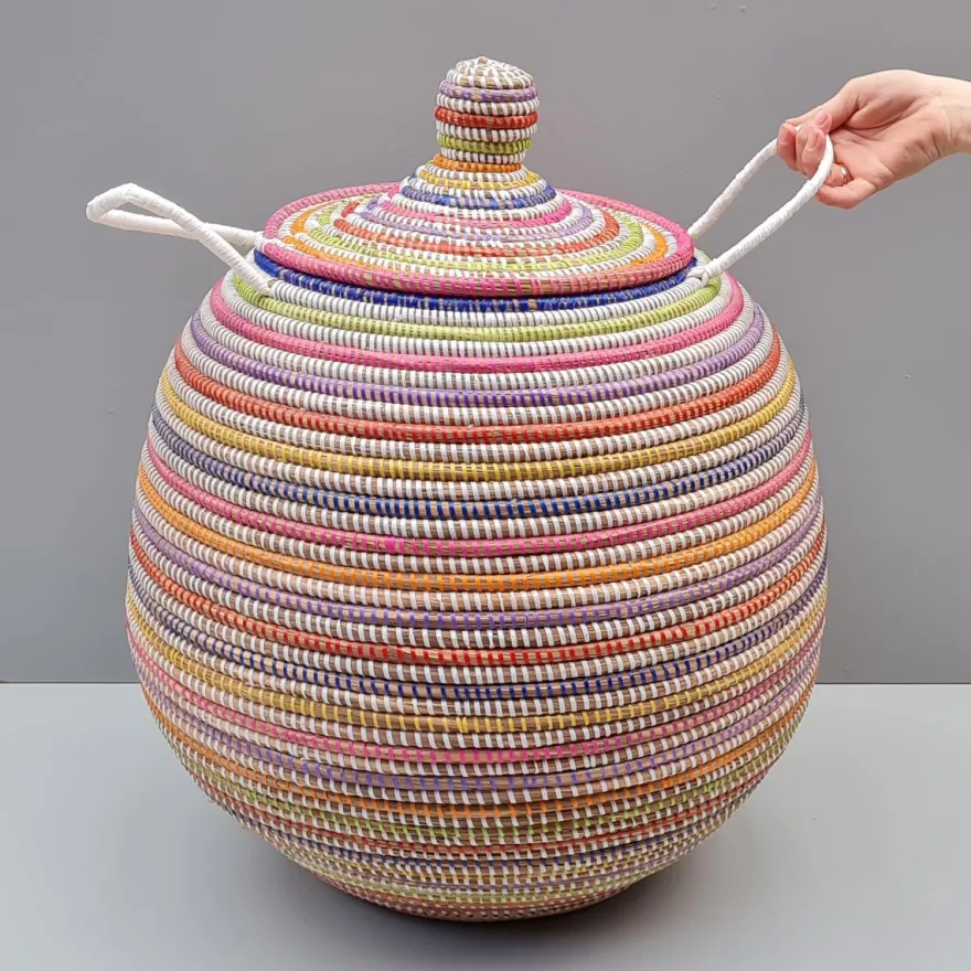 Alibaba vasketøjskurv - Stor, Multicolor, striber