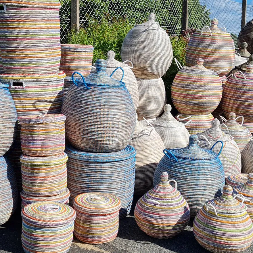 Alibaba vasketøjskurv - Stor, Multicolor, striber