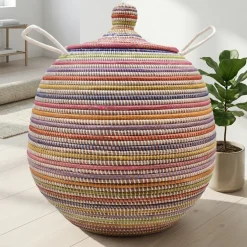 Alibaba vasketøjskurv - Stor, Multicolor, striber