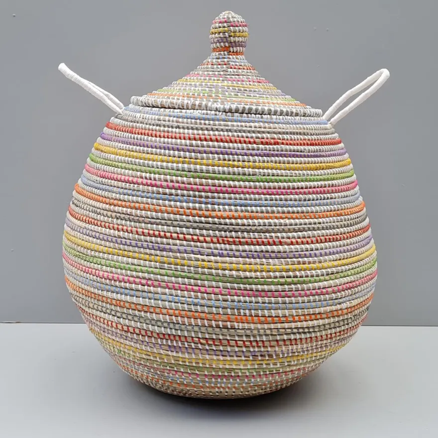 Alibaba vasketøjskurv - Stor, Multicolor, striber