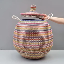 Alibaba vasketøjskurv - Stor, Multicolor, striber
