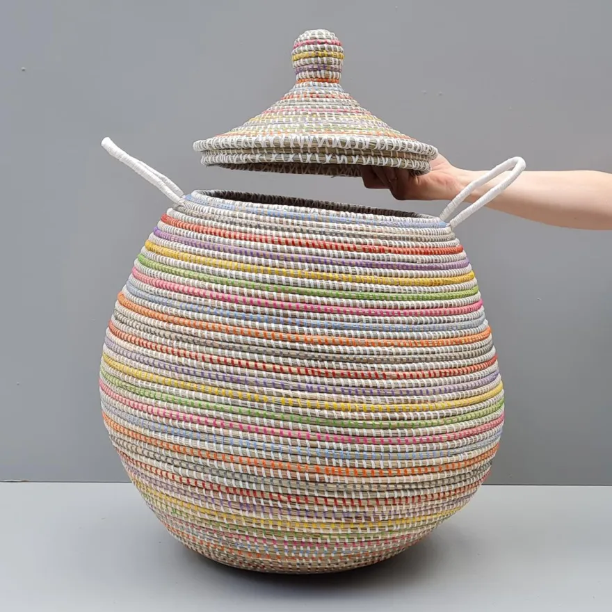 Alibaba vasketøjskurv - Stor, Multicolor, striber