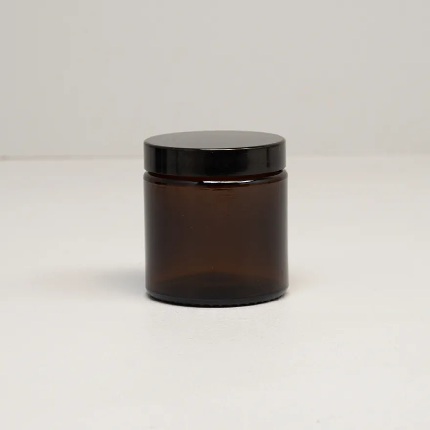 Amber Glaskrukke med sort låg - SMALL - 100ml