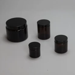 Amber Glaskrukke med sort låg - SMALL - 100ml