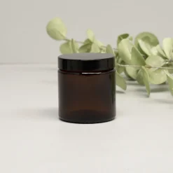 Amber Glaskrukke med sort låg - SMALL - 100ml