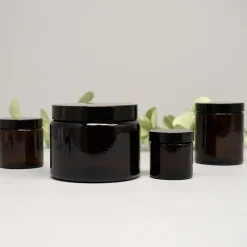 Amber Glaskrukke med sort låg - SMALL - 100ml