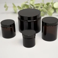 Amber Glaskrukke med sort låg - SMALL - 100ml