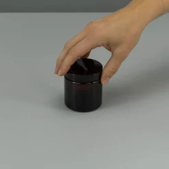 Amber Glaskrukke med sort låg - SMALL - 100ml