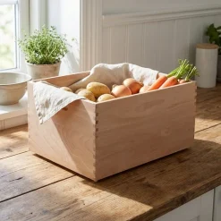 Anker opbevaringskasse i bøgetræ - 40x30 cm HØJ
