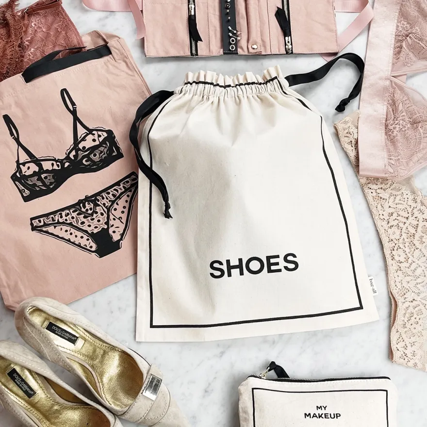 Bag All - Bomuldspose til sko - Shoes, creme