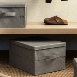 Bigso Box Gøteborg Stofkasse med låg - Large, Grå