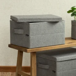 Bigso Box Gøteborg Stofkasse med låg - Small, Grå