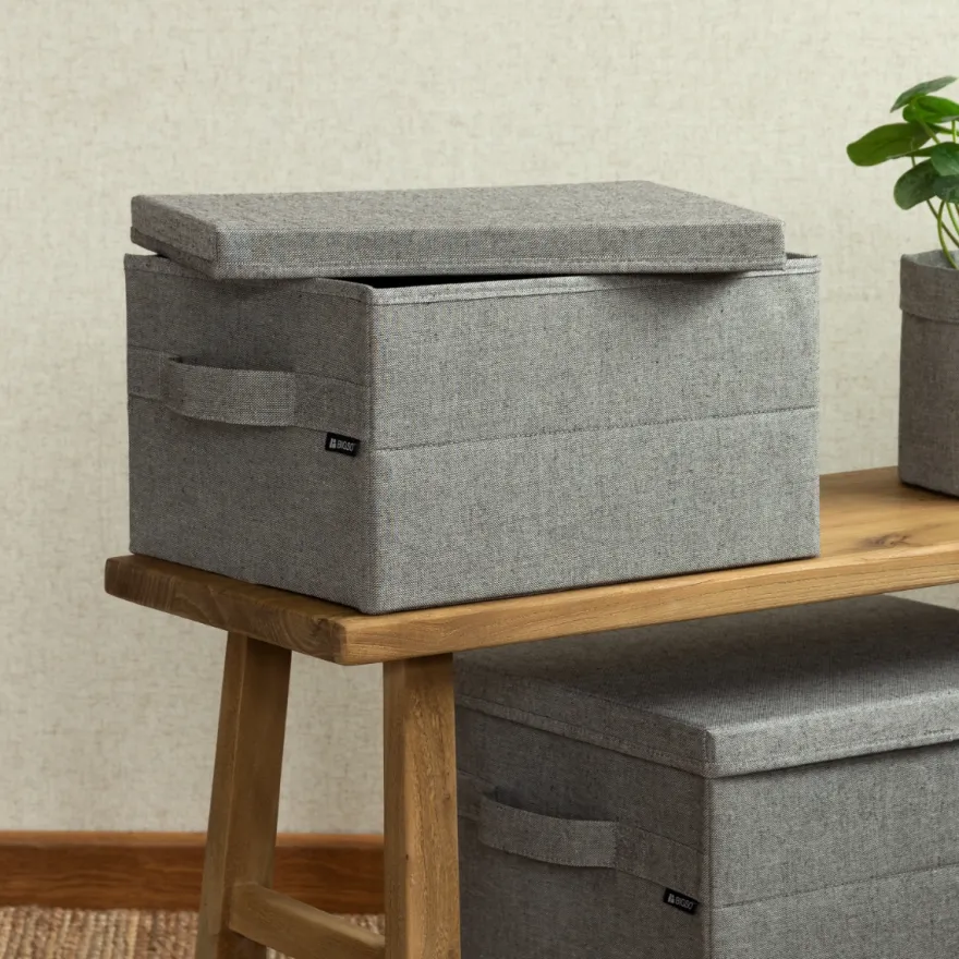 Bigso Box Gøteborg Stofkasse med låg - Small, Grå