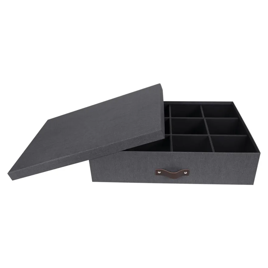 Bigso Box of Sweden - Jakob - Opbevaringskasse med 12 rum, Sort
