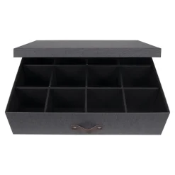 Bigso Box of Sweden - Jakob - Opbevaringskasse med 12 rum, Sort