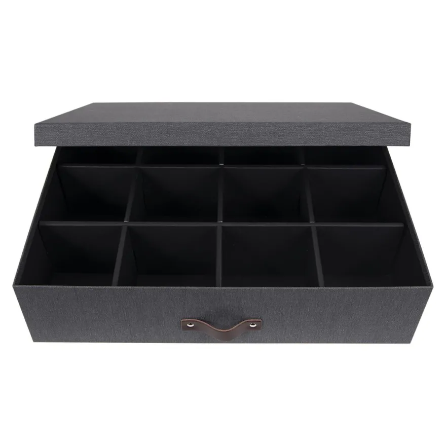 Bigso Box of Sweden - Jakob - Opbevaringskasse med 12 rum, Sort