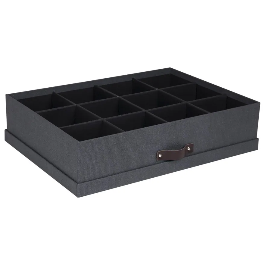Bigso Box of Sweden - Jakob - Opbevaringskasse med 12 rum, Sort