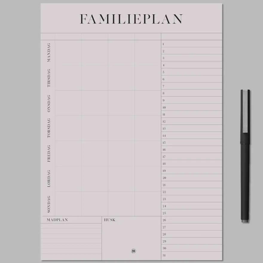 Boxdelux blok A4 - Familieplan - Colorcode, rose