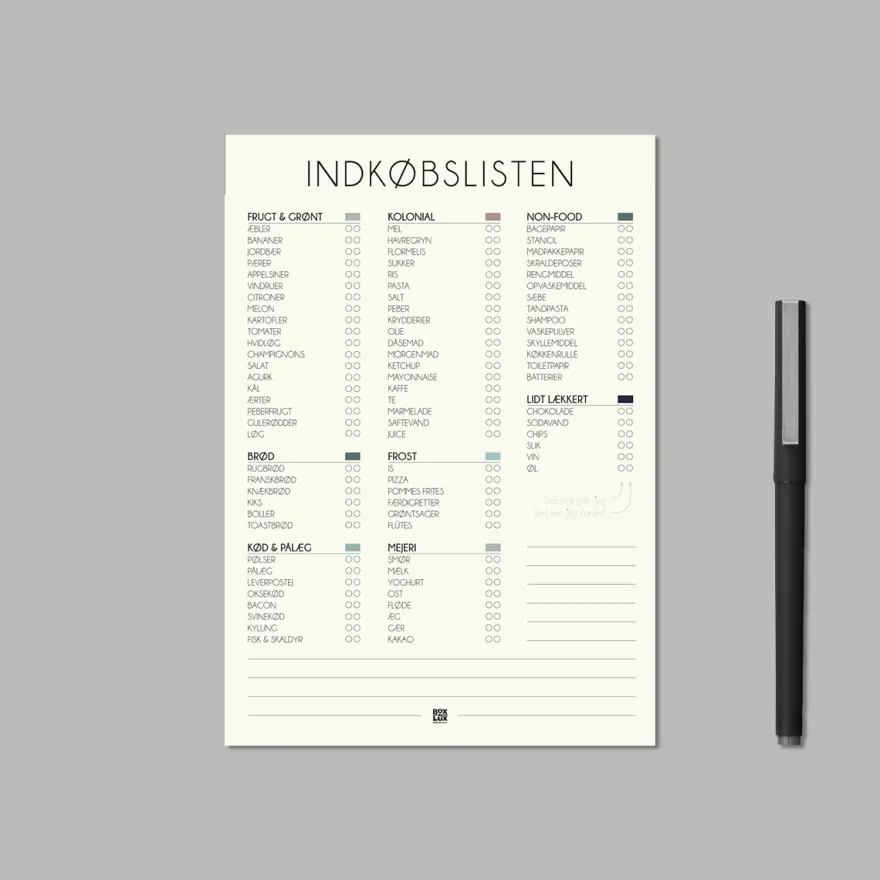 Boxdelux blok A5 - Indkøbslisten - Nordic