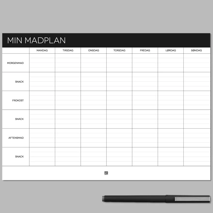 Boxdelux blok A4 - Madplan