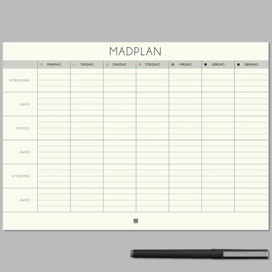 Boxdelux blok A4 - Madplan - Nordic