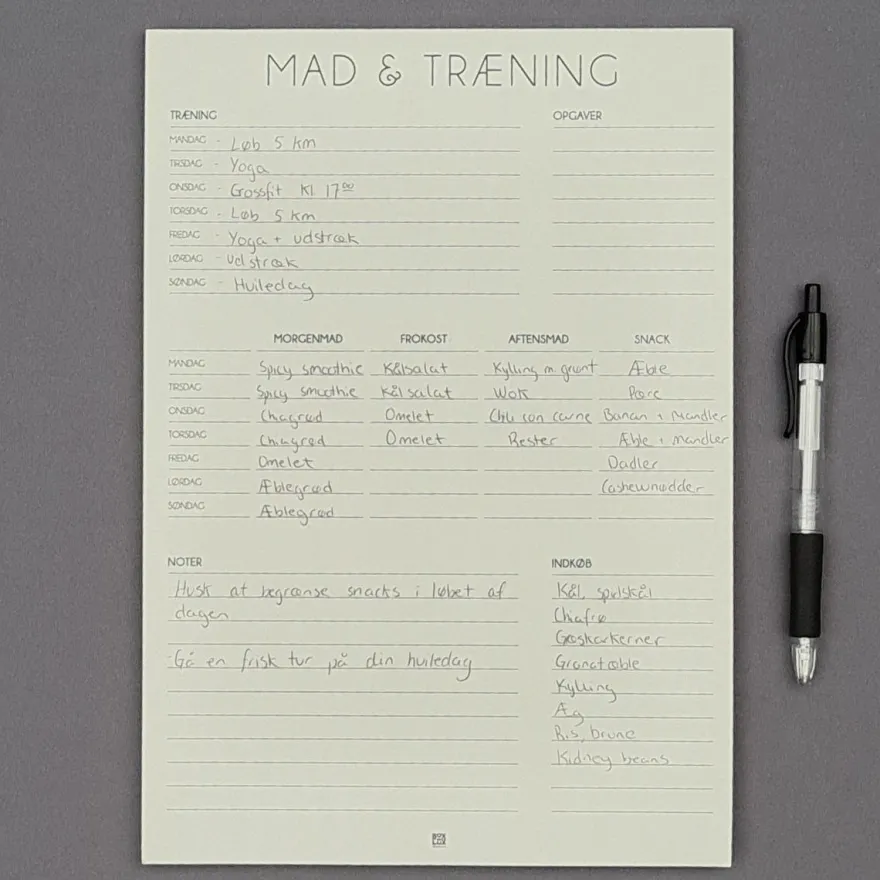 Boxdelux blok A4 - Mad & Træning - Nordic