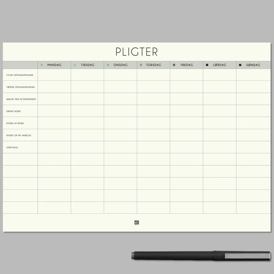 Boxdelux blok A4 - Mine pligter - Nordic
