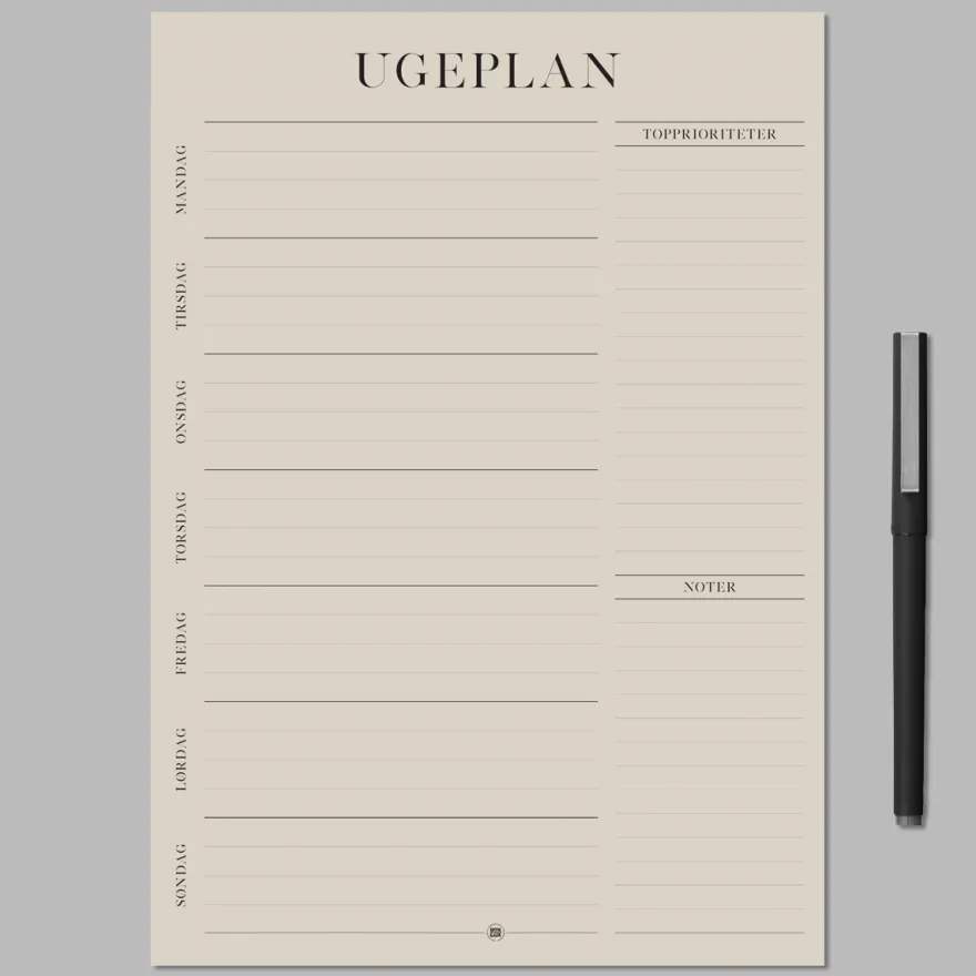 Boxdelux blok A4 - Ugeplan - Colorcode, beige