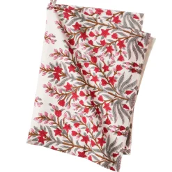Bungalow Blokprintet Viskestykke - Jasmine, Scarlet
