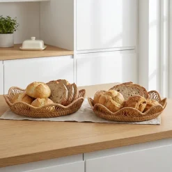 Bungalow Brødkurve i Rattan - Rund. Sæt med 2 stk
