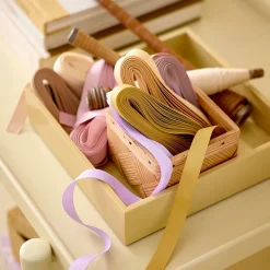 Bungalow Grosgrain Gavebånd - STRAW. Pakke med 3 stk