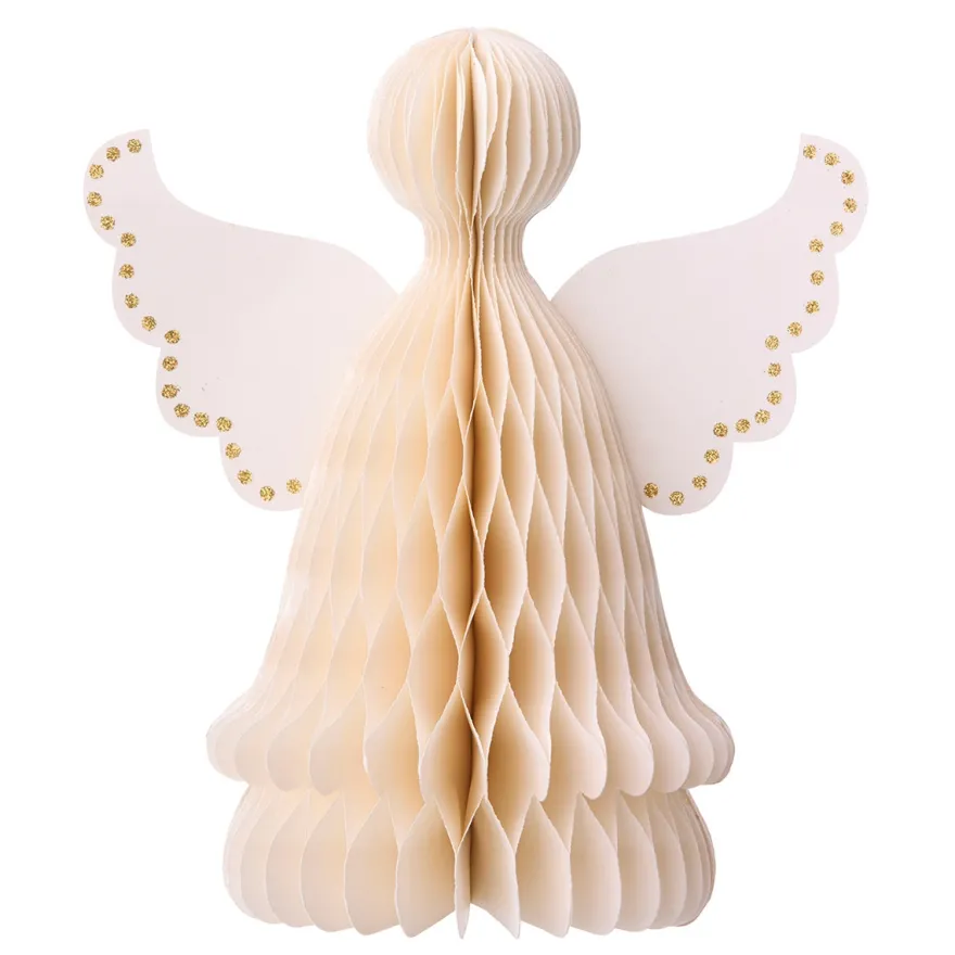 Bungalow honeycomb julepynt - Angel, 20 cm, cream