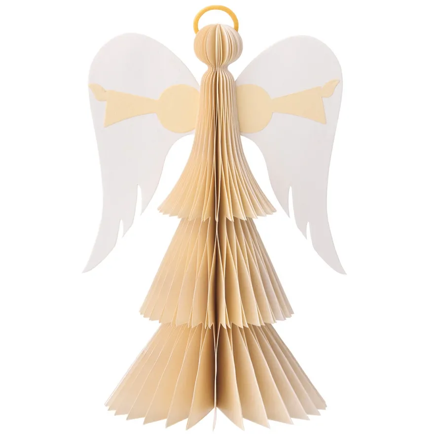 Bungalow honeycomb julepynt - Angel, 25 cm, cream