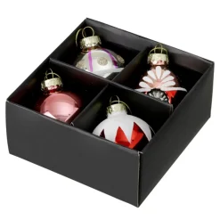 Bungalow julepynt i glas - Anastazja Berry, sæt m. 4 stk