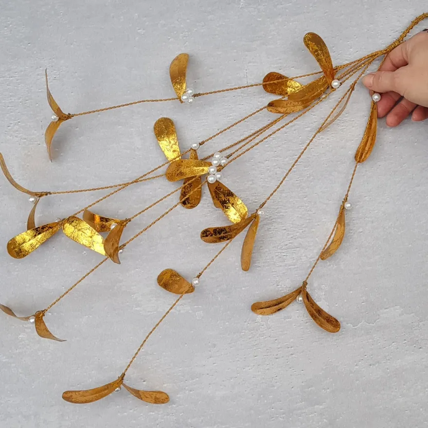 Bungalow julepynt - Mistelten i guld , Large