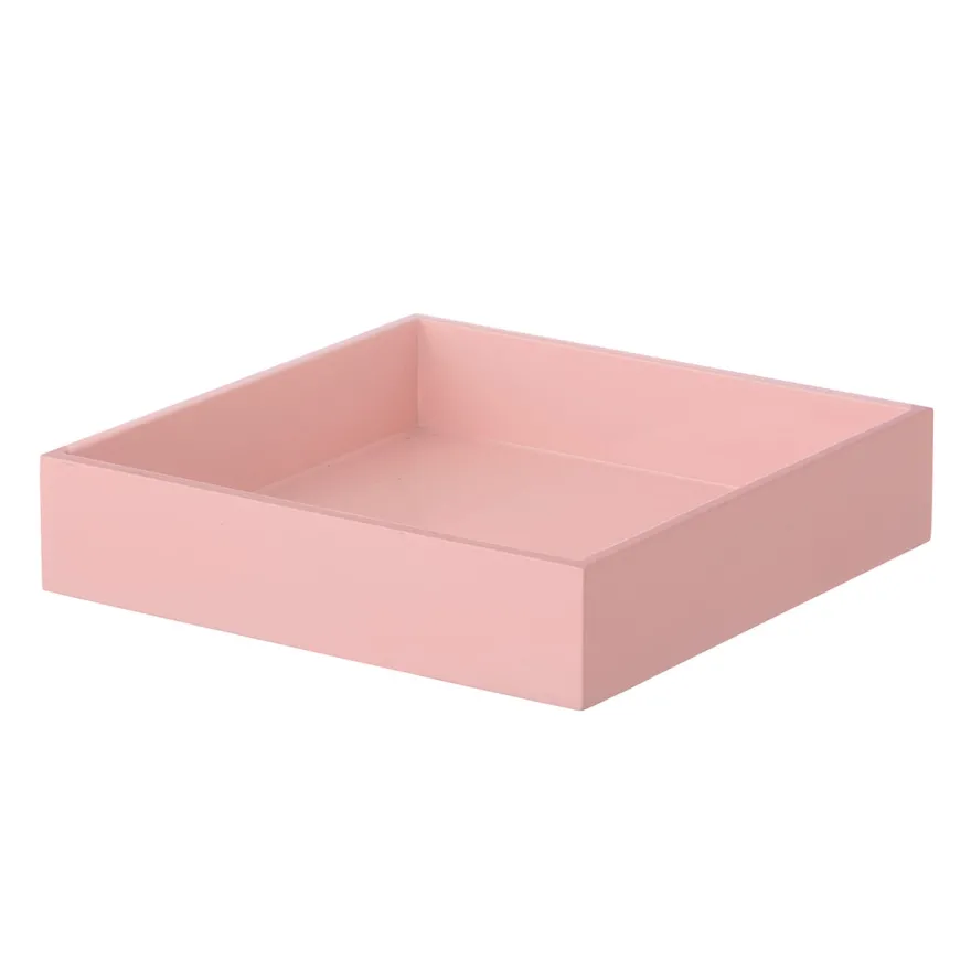 Bungalow Kvadratisk Lakbakke til servietter - PINK