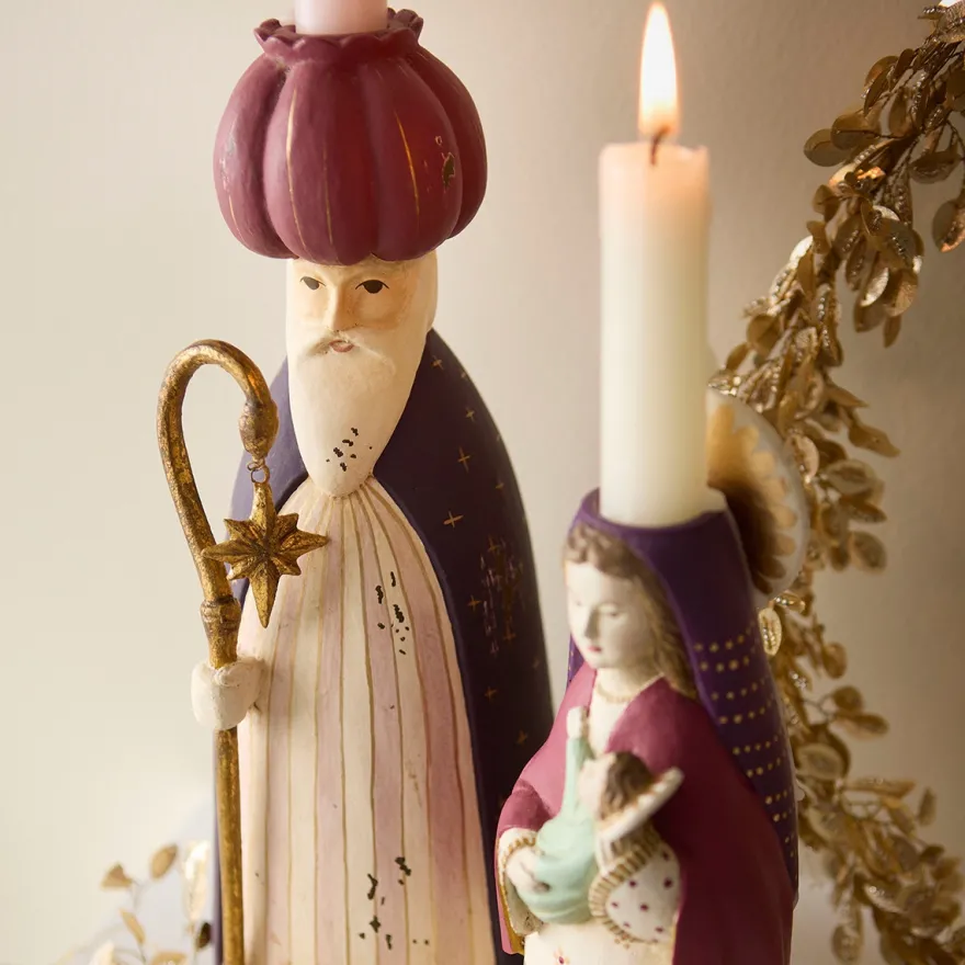 Bungalow Lysestage til kronelys - Mary, 20 cm