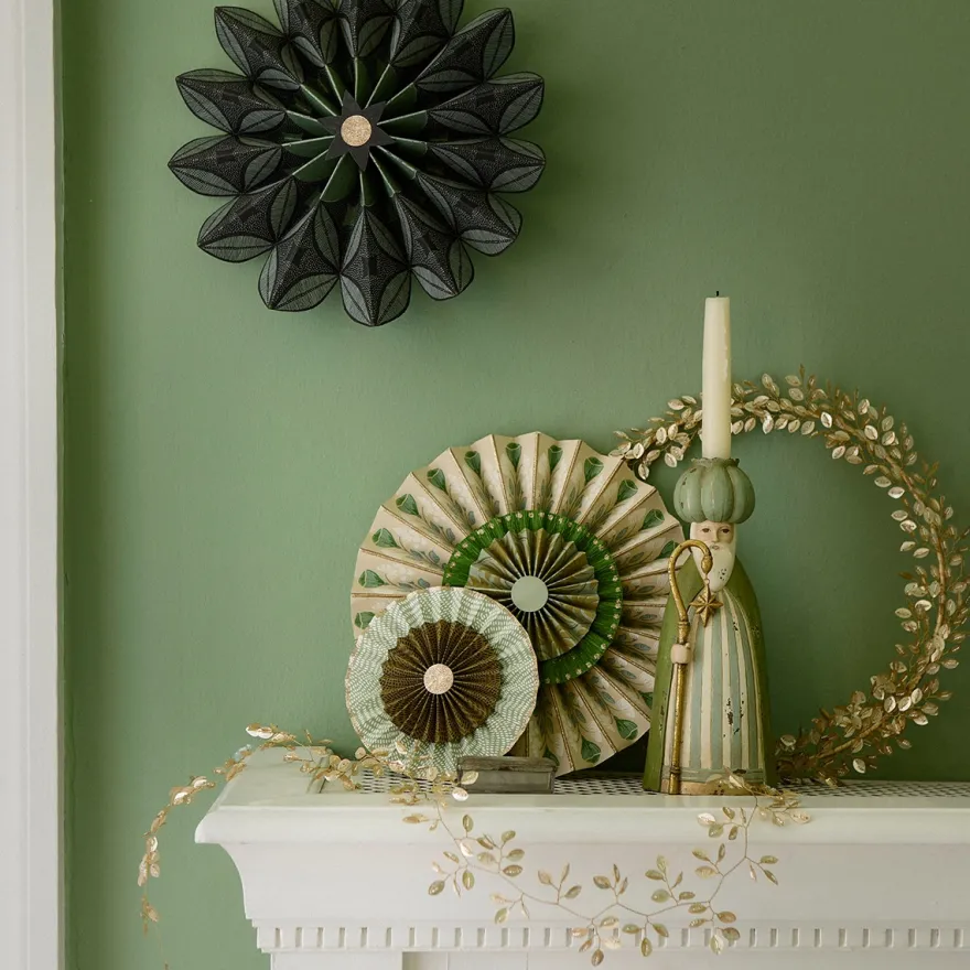Bungalow Papir-rosetter - Zen Ø15, Sage - 2stk