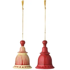 Bungalow Papmaché Klokker 8 cm, Gaya Cerise/Ruby, 2 stk