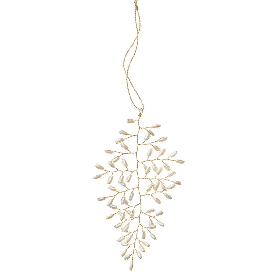 Bungalow Perlepynt - Gia 14 cm - Guld/Hvid