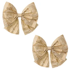 Bungalow Sløjfe i papir - Mara, Cream/Gold, 12 cm. Pakke med 2 stk