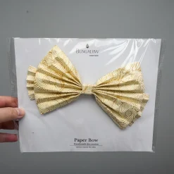 Bungalow Sløjfe i papir - Mara, Cream/Gold, 20 cm