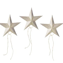 Bungalow stjerner i papir 14 cm - Hvid med prikker - 3 stk.