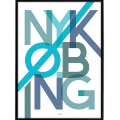 Bynavne Plakat - Blå Nuancer - Vælg by