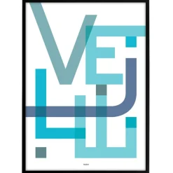 Bynavne Plakat - Blå Nuancer - Vælg by