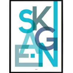 Bynavne Plakat - Blå Nuancer - Vælg by