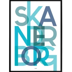 Bynavne Plakat - Blå Nuancer - Vælg by