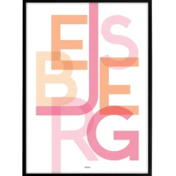 Bynavne Plakat - Lyserøde nuancer - Vælg by